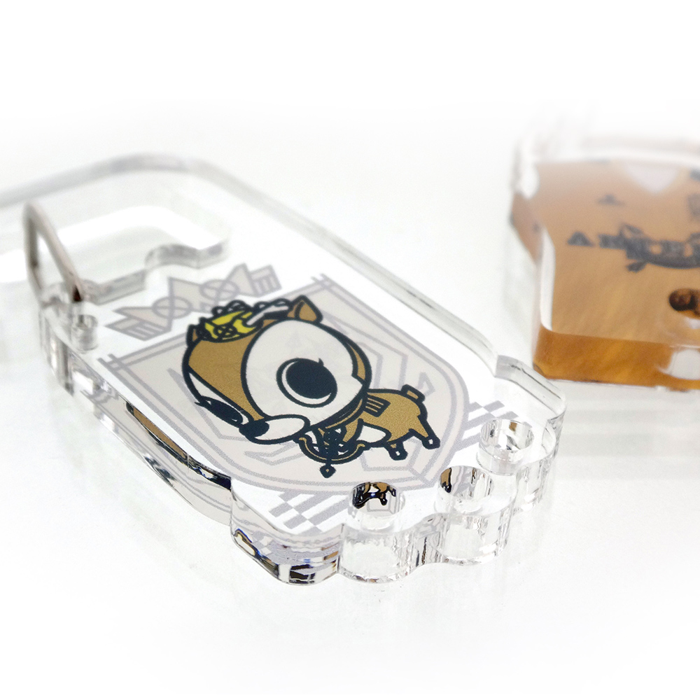 Carabiner with mascot character and uniform